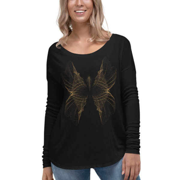 Ladies Abstract Butterfly Long Sleeve Tee