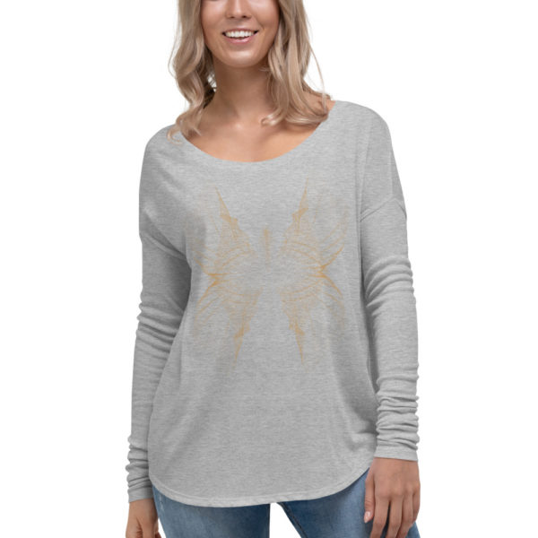 Ladies Abstract Butterfly Long Sleeve Tee