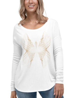 Ladies Abstract Butterfly Long Sleeve Tee