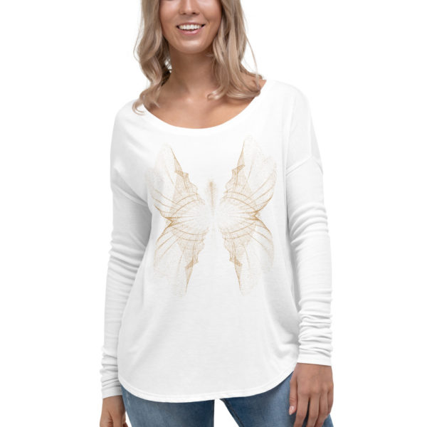 Ladies Abstract Butterfly Long Sleeve Tee